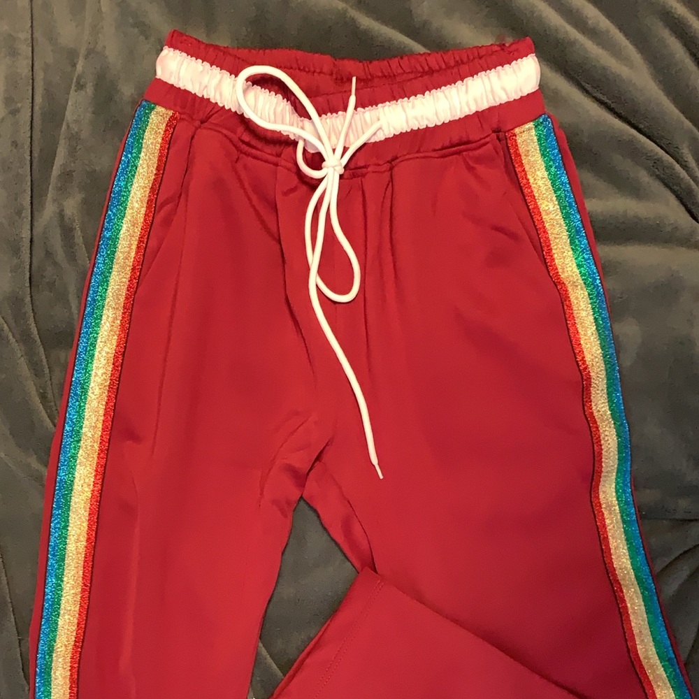 Red jogger pants